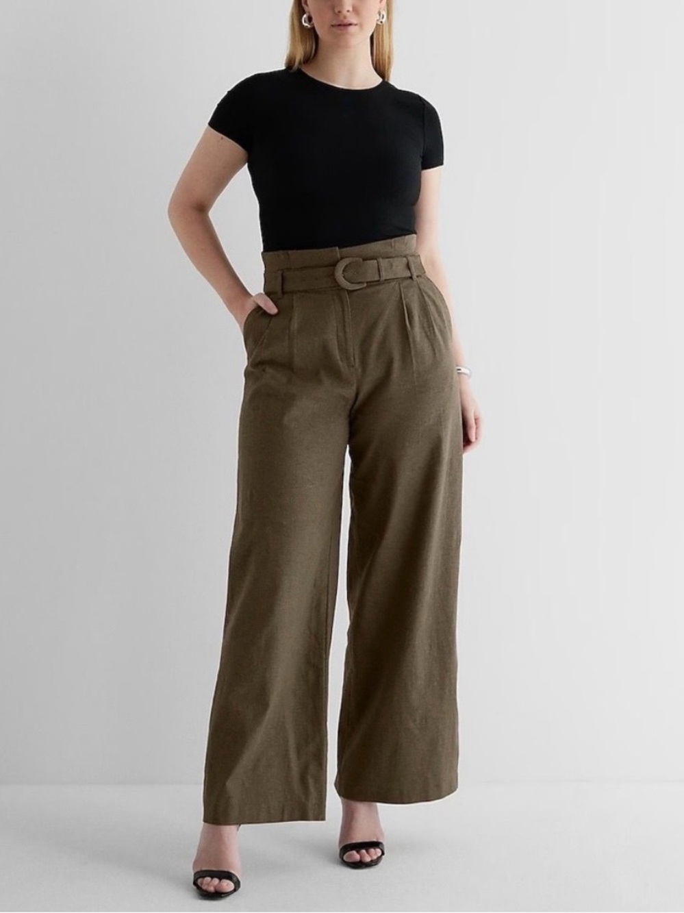 Express High-Waist Wide Leg Belted Pants